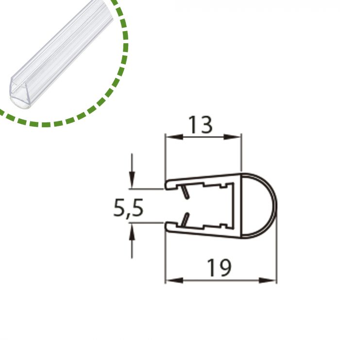 JUNTA CRISTAL PARED 6/8MM 230 (2MT)21774 2