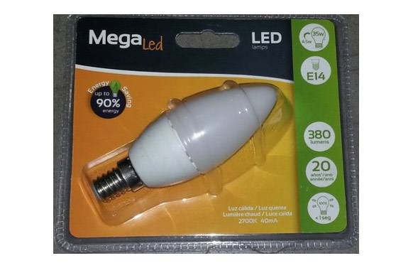 BOMBILLA LED VELA         E14 LUZ CALIDA