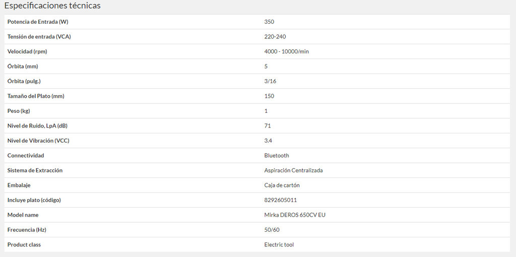 LIJADORA DEROS II 650 150MM ORBITA 5.0 2