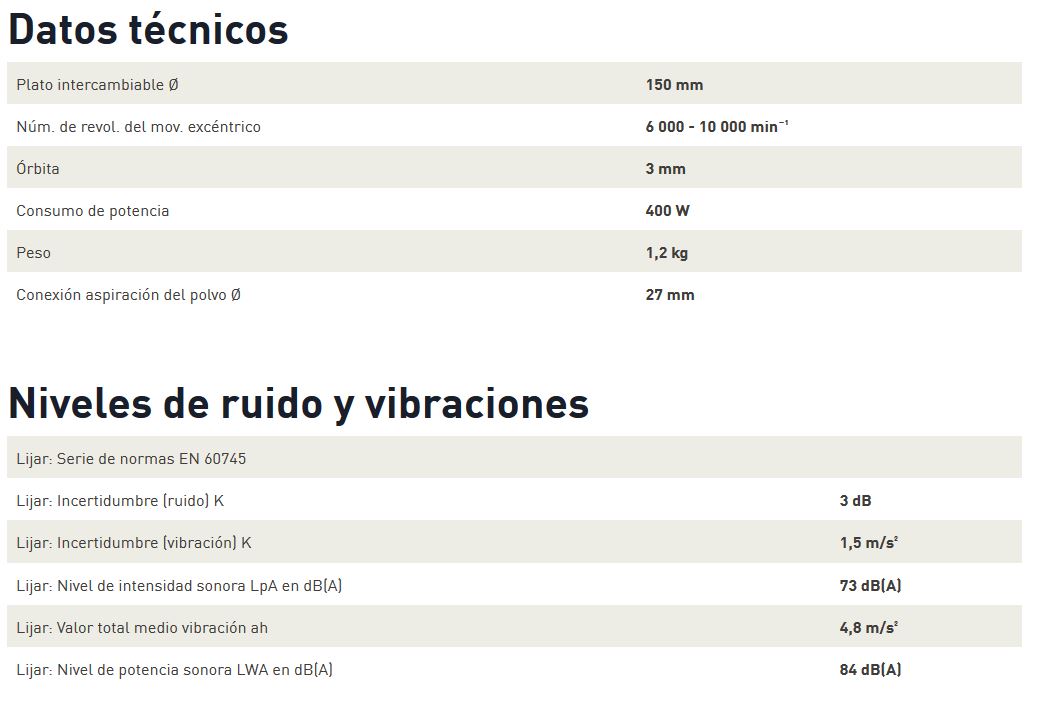 LIJADORA EXCENT.ETS EC 150/5 EQ 575043 8