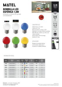 LAMPARA LED ESFERICA E27 1,5 W VERDE