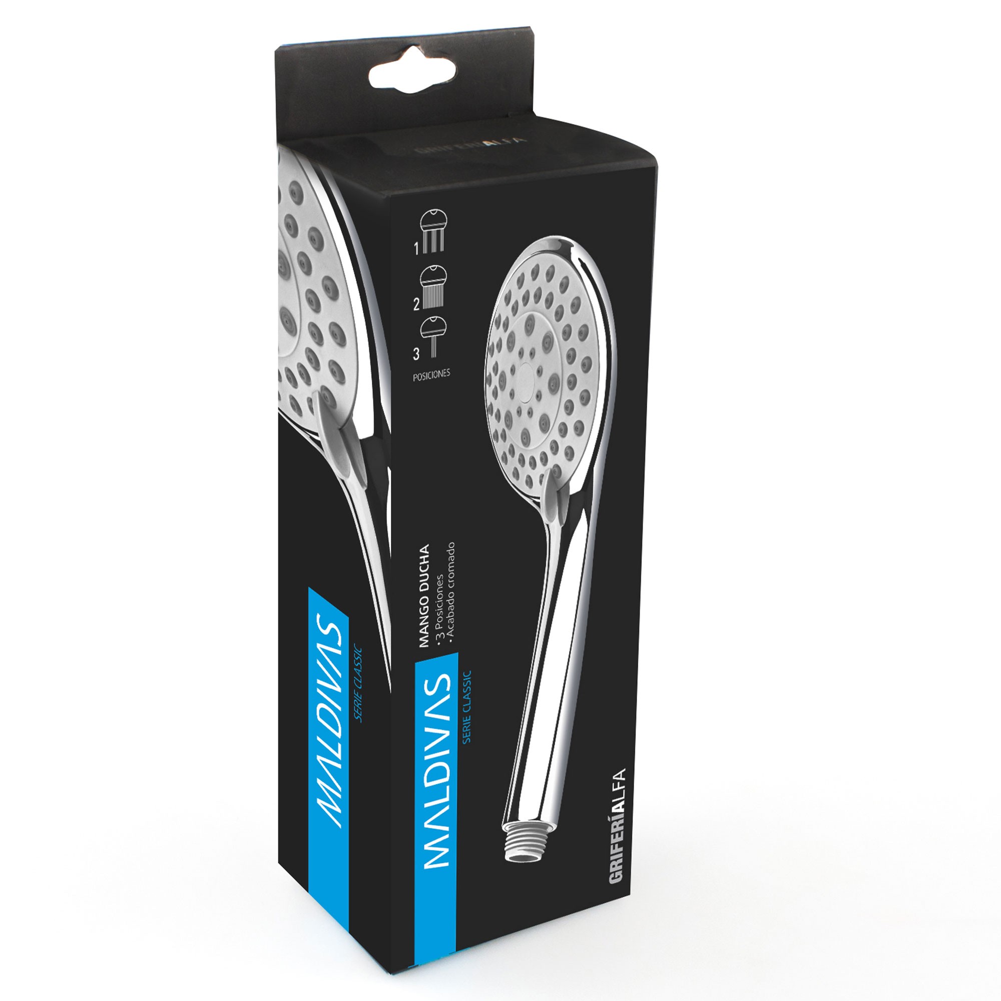 MANGO DUCHA 3 POSICION MALDIVAS CROMADO 2