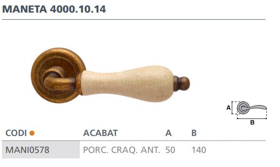 MANIVELA C/ROS PORC-CRAQUELE  4000.10.14 2