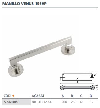 MANILLON VENUS NIQUEL SATINADO 195HP 2