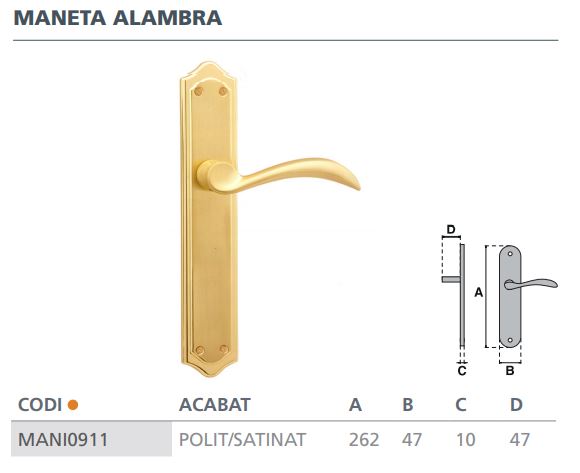 MANIVELA PLACA ALHAMBRA PUL.SAT.46000102 2
