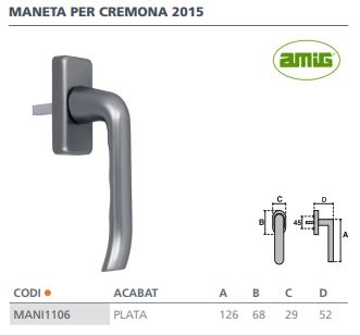 MANILLA PARA CREMONAS 2015 F-1 PLATA 3