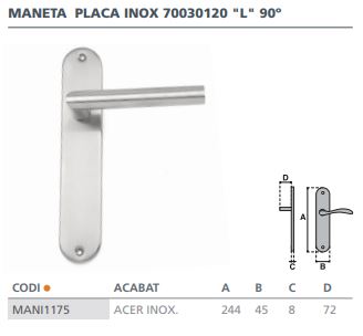 MANIVELA PLACA INOX 70030120      L 90 2