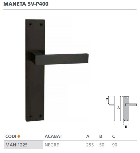 MANIVELA JANDEL PLACA NEGRO SVP400NEGR 3