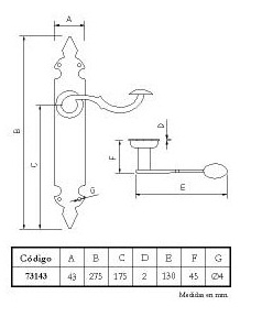 MANILLA ESPECIAL NEGRO PLACA 275X43MM 73143 2