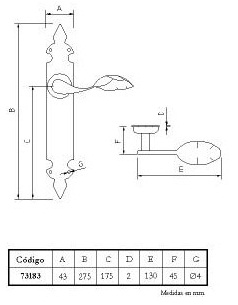 MANILLA CUCHARA NEGRO  PLACA 275X43MM 73183 2