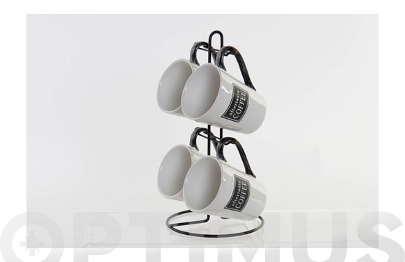 MUGS SET 4 UDS CON SOPORTE30 CL BLANCO/N