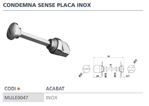 MULETILLA 4 S/PLACA  INOX     18/8 3