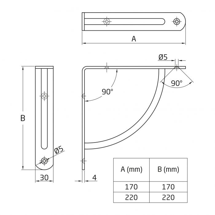 ESCUADRA SOPORTE ACERO MOD250 X 200 MM 2