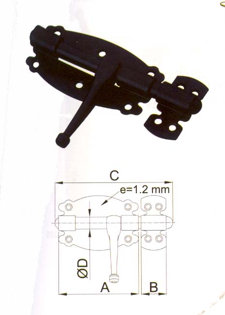 CERROJO PASADOR MOD.484 DE40 X 40 MM NEG