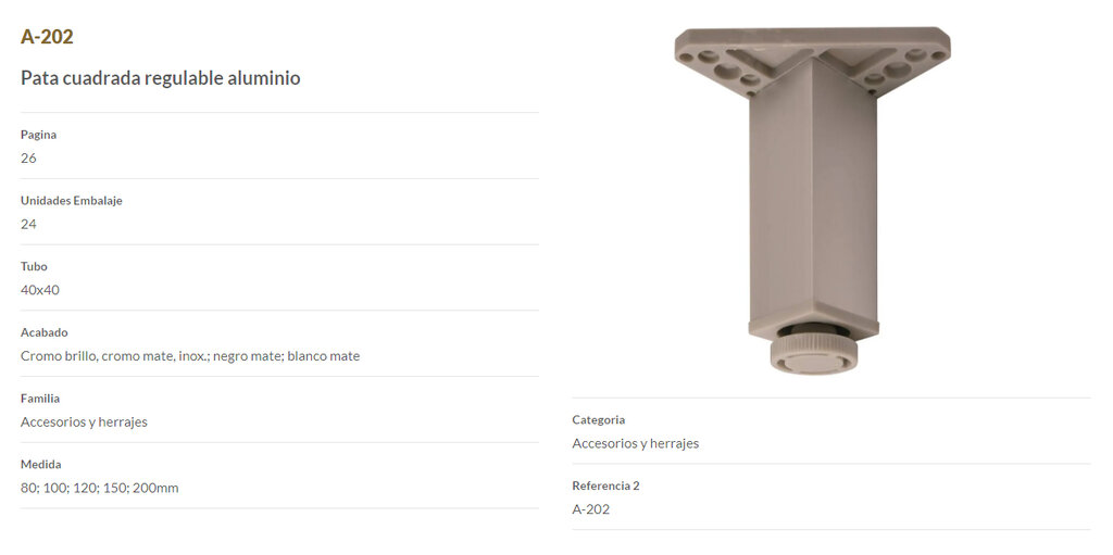 PATA CUADRADA 100X40 REG.NEGRO 2