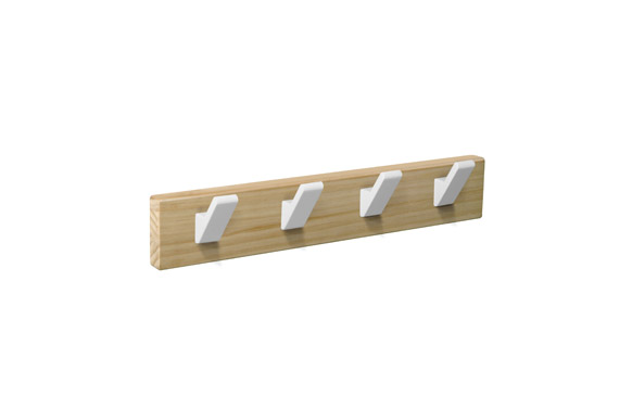 PERCHA PARED MADERA NATURA4 GANCHOS BLAN