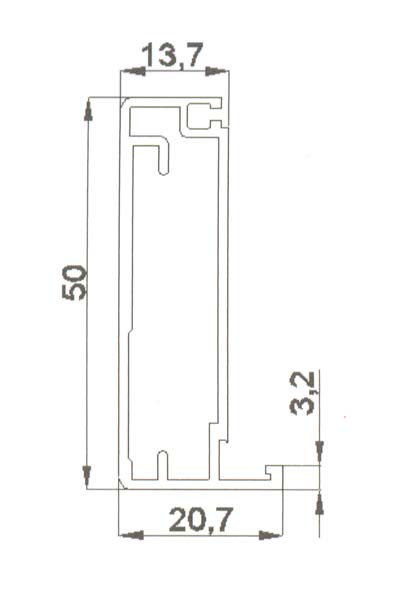 PERFIL ALUMINIO P.VIDRIO 4MTS 601 PL.MAT