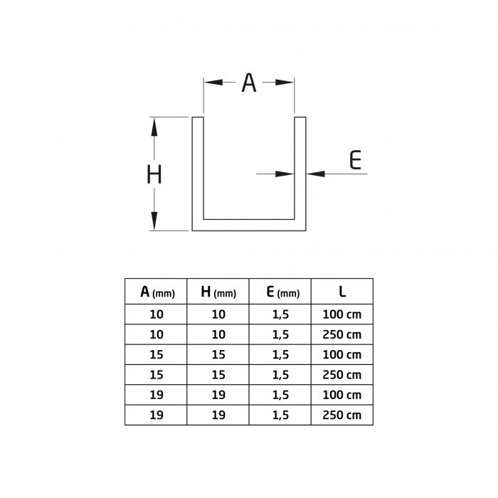 PERFIL U PVC      15X15-1M.BLANCO 20881 2