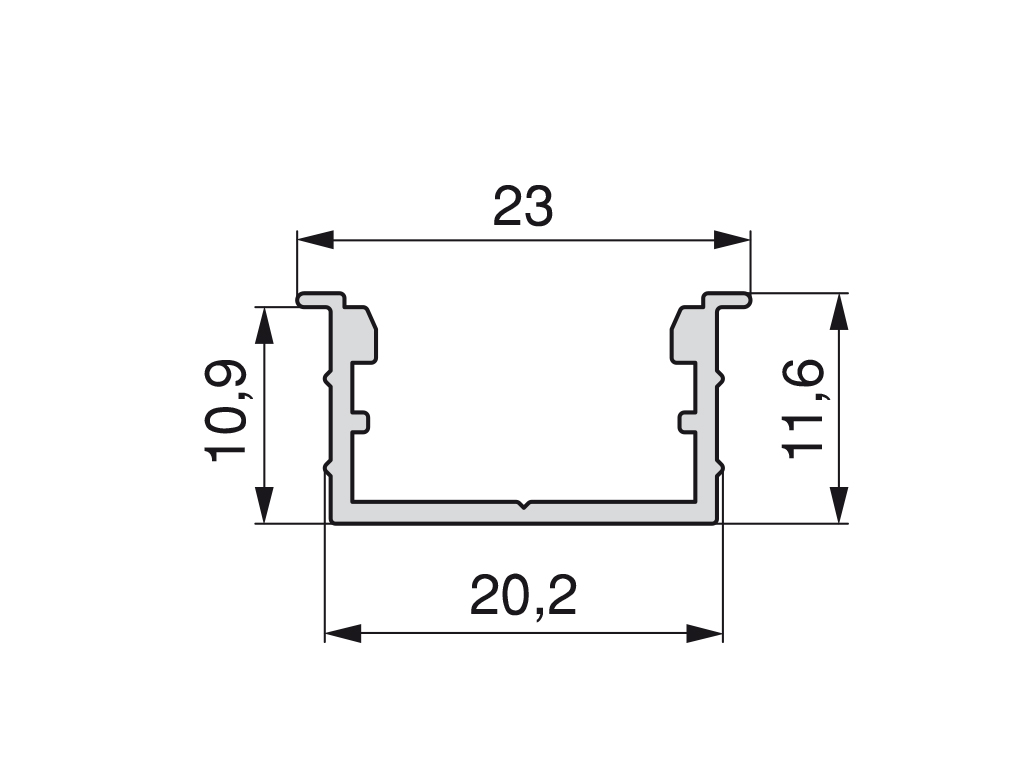 PERFIL EMPOTRAR ALUM.ROLFLEX 5085262 2,3 2