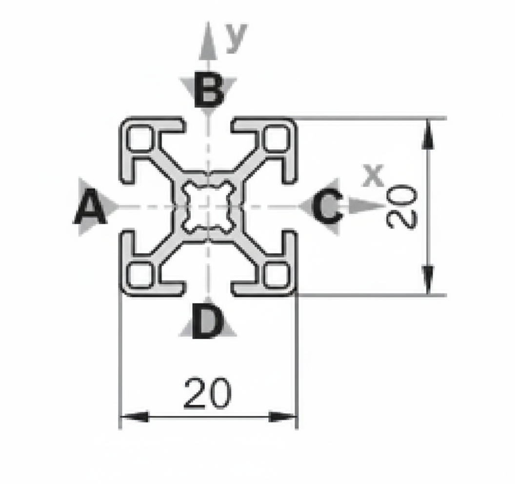PERFIL ALUMINIO  K  20 X 20 (3 MTS) 2
