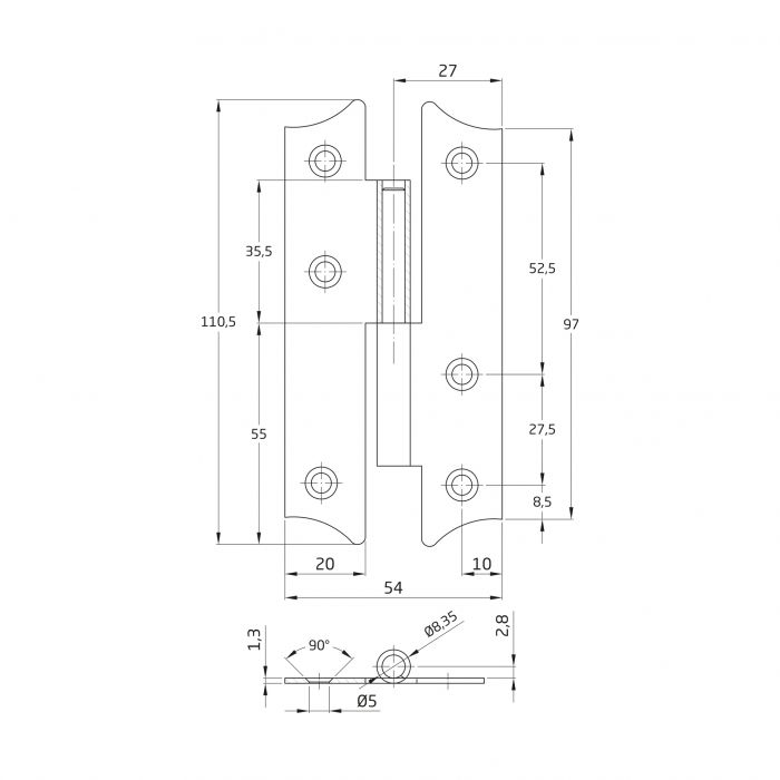 PERNIO 395 SIN REMATE 111 X 54 MM BICROMATADO DERECHA 275 2