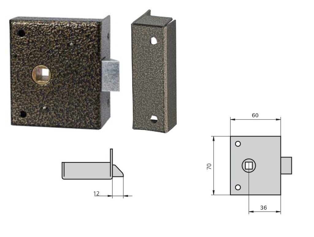 PICAPORTE 812 SOBREPONER  60X70MM PINTADO MARRON 7501060 2