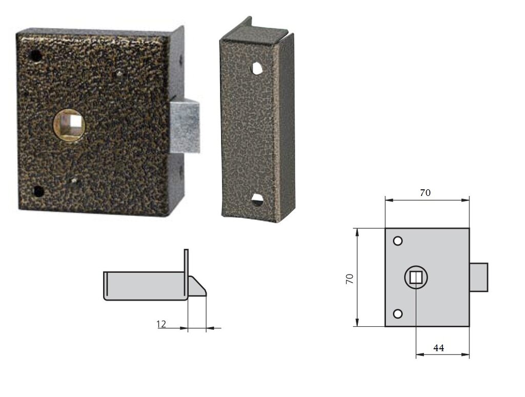 PICAPORTE 812 SOBREPONER 70X70MM PINTADO MARRON 7501070 2