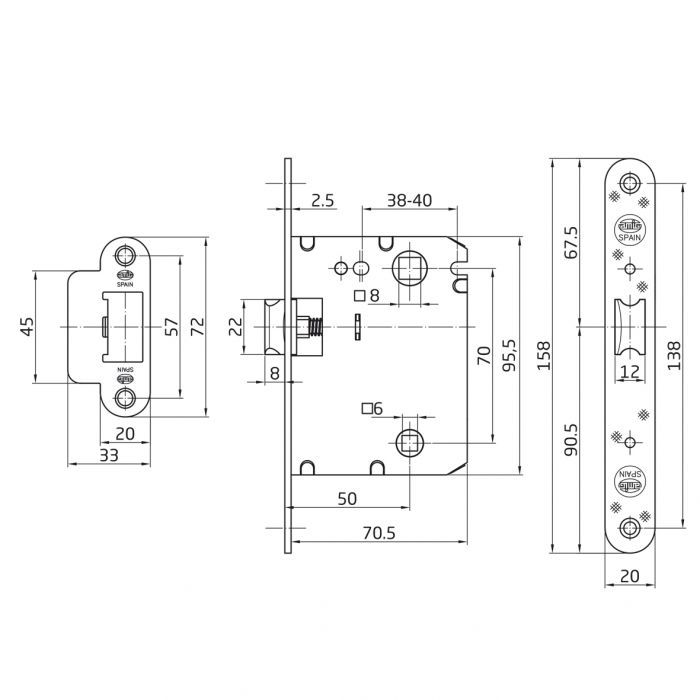 PICAPORTE UNIFIC REDONDO AMI4001-70CR.MA 2