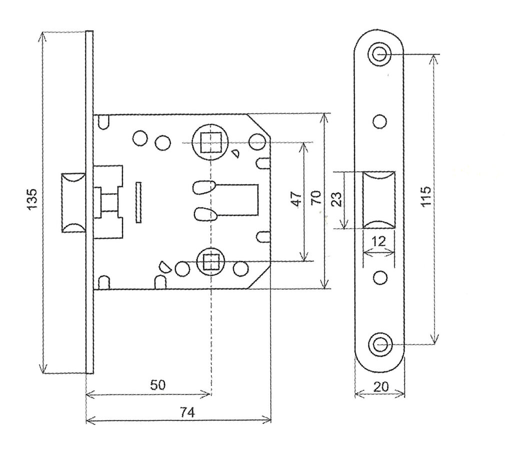 PICAPORTE PU2000 C/RED. 50X47MM NEGRO 2