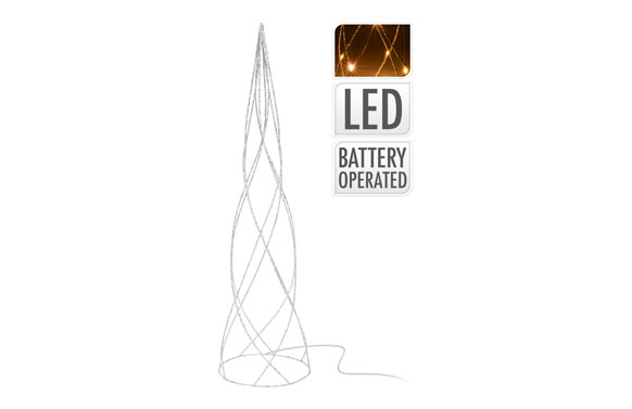 PIRAMIDE METALICA LED     60 CM PLATA