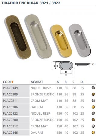 PLACA CORREDERA 3921 BRONCE RUSTICO 3