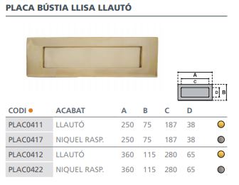 PLACA CARTAS LATON GRANDE360X115 7000101 2