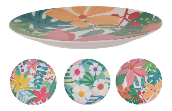 PLATO MELAMINA DECORADO   LLANO - 25 CM