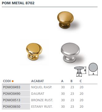 POMO METALICO NIQUEL CEPILLADO 8702038 2