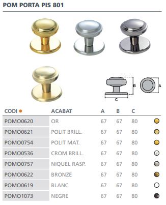 POMO PUERTA PLANO FERCROM   801-PUL/BRIL 2