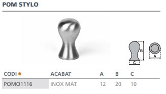 POMO INOX MATE  STYLO 12X20MM  3535200 2