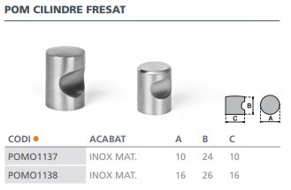 POMO INOX MATE CIL.FRESADO 16X26 3525201 2