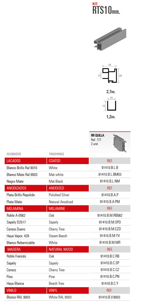 PUERTA KIT RTS-10 BLANCO MATE 9003 2.7MT 8