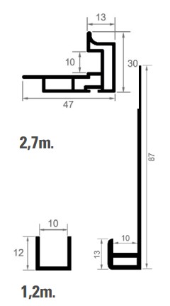 PUERTA KIT MINS-10        NEGRO 2,7 MTS 2