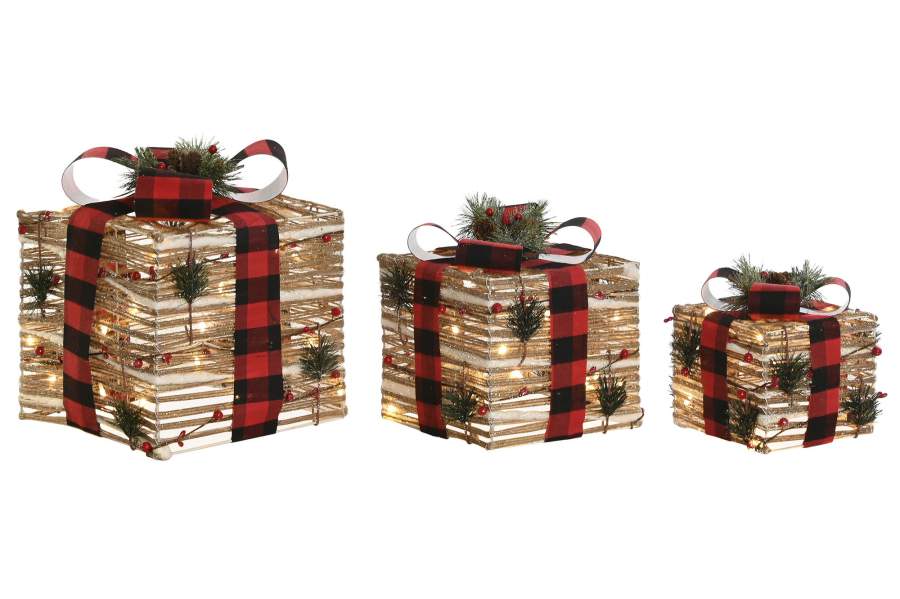 REGALO SET 3 LED RATAN NATURAL 206922 2