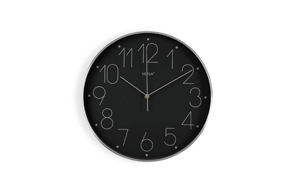 RELOJ PARED REDONDO ALUMINé 31 CM NEGRO