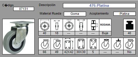 RUEDA GIRAT. AFO 476/40       GOMA GRIS 2