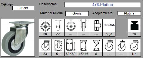 RUEDA GIRAT. AFO 476/60       GOMA GRIS 2