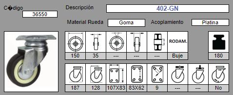 RUEDA GIRAT. AFO 402/150 - GOMA 2