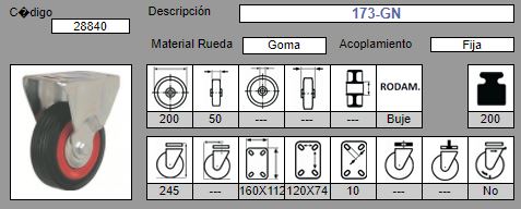RUEDA GIRAT. AFO 172/200 GOMA 2