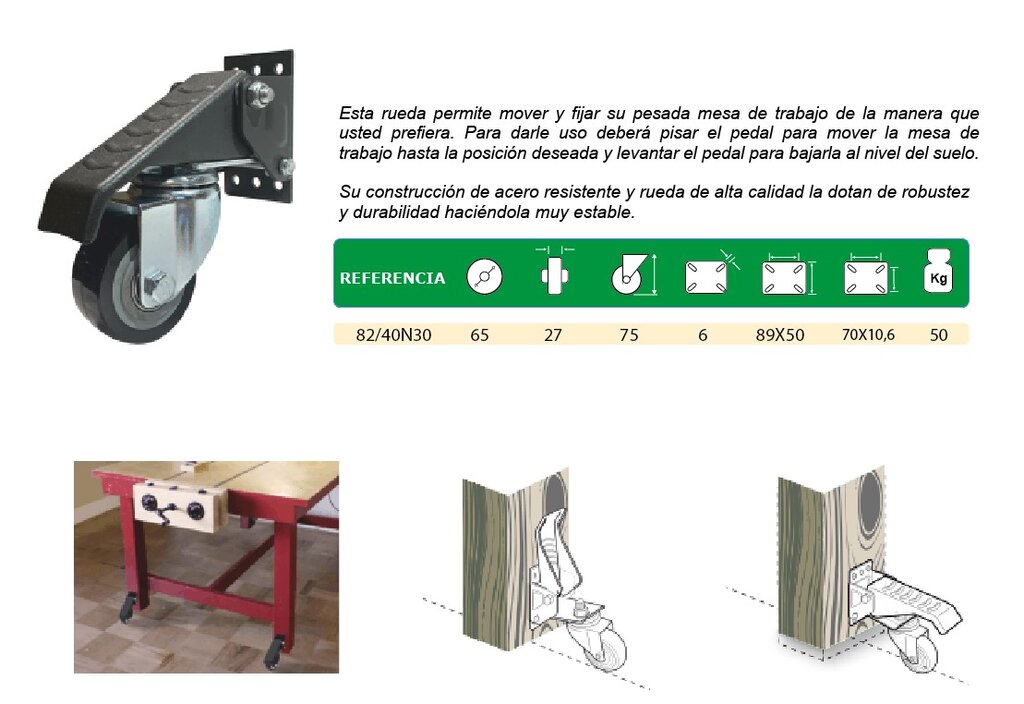 RUEDA SERIE G 65 BANCO PARA MESA 2