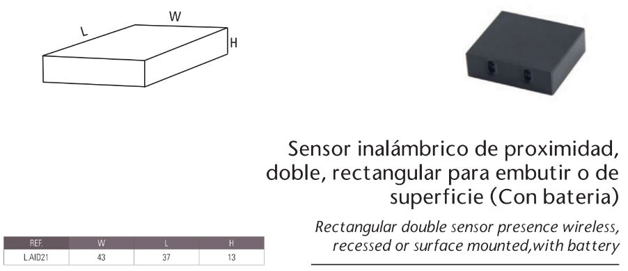 SENSOR PROX DOBLE RECT. INALAMBRICO 2