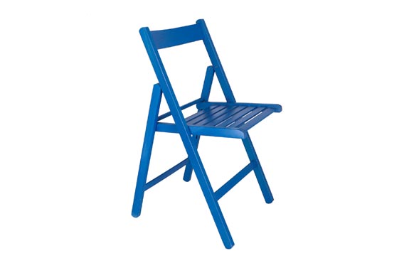 SILLA PLEGABLE DE MADERA  AZUL