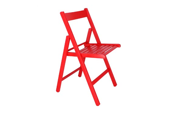 SILLA PLEGABLE DE MADERA  ROJA