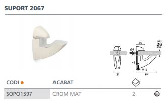 SOPORTE REGULABLE REF.2067 CROMO MATE 2U 4